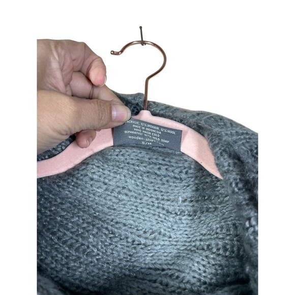 Wooden Ships Cowl Neck Grey Poncho Sweater Size S/M Mohair Wool Chunky‎ Knit - Picture 4 of 7